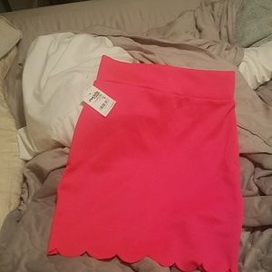 Neon pink high waisted stretchy skirt